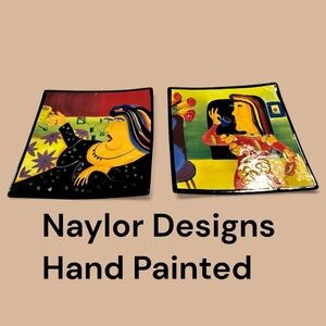Elegant hand painted dish’s by‎ Naylor Designs. Dishwasher and microwave safe.
